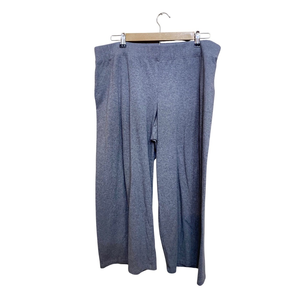 Eileen Fisher Gray Wide Leg Crop Pants Stretch Knit Pull On Trousers XL TG